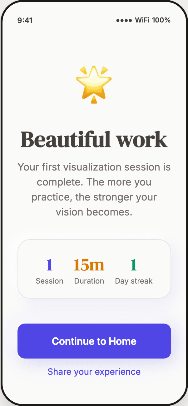 Session complete screen after a daily practice