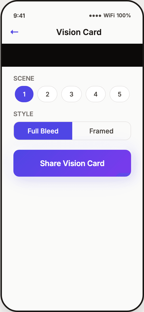 A shareable vision card from your mind movie